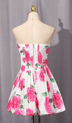 Heloise Pink Rose Floral Strapless Mini Dress