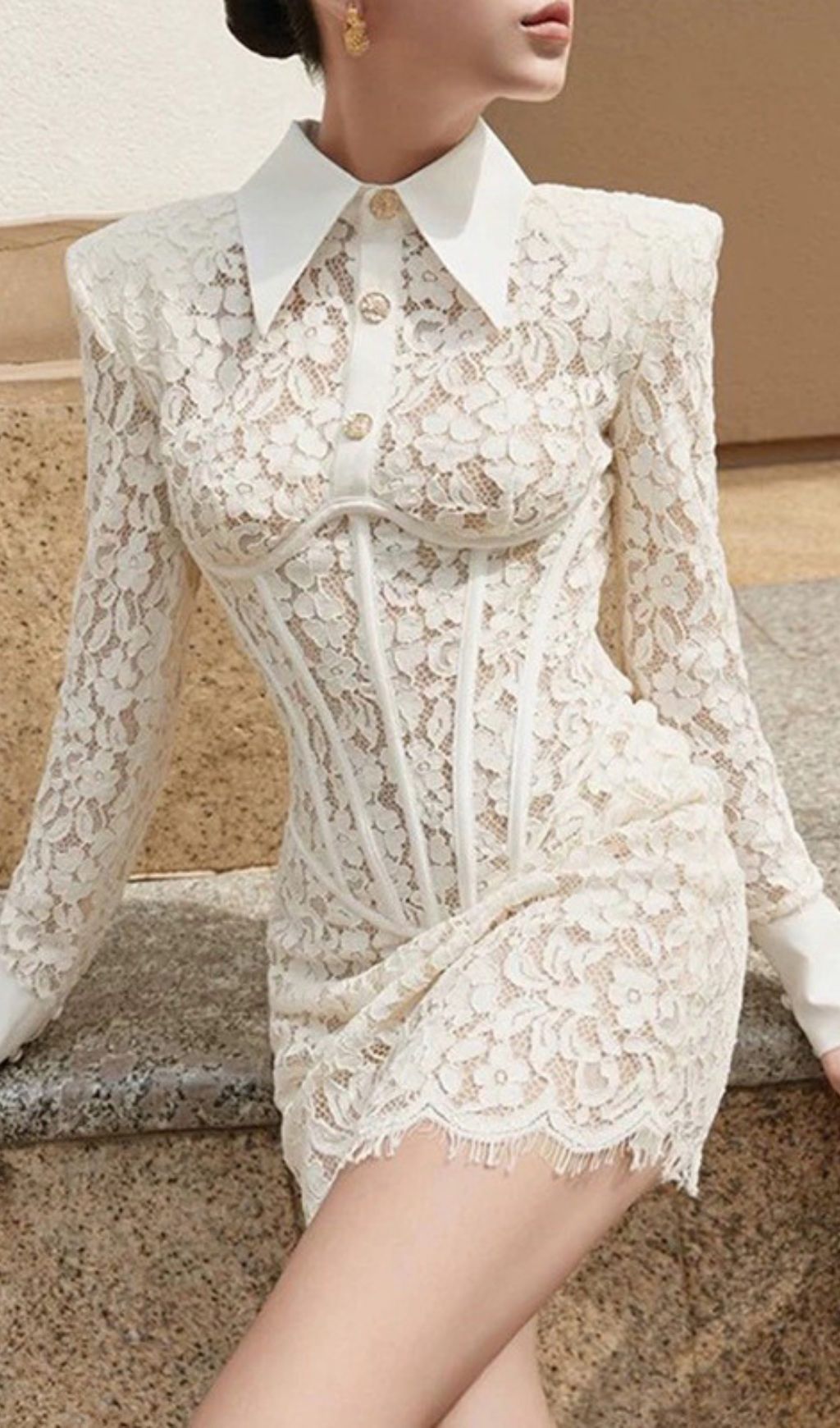 Kaley White Lace Corset Mini Dress