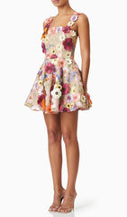 Deva Vibrant 3D Floral Embellished Mini Dress