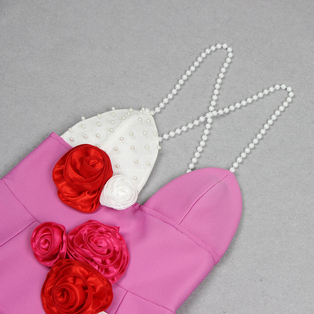 Jovanna Lavender Pearl & 3D Rose Mini Dress