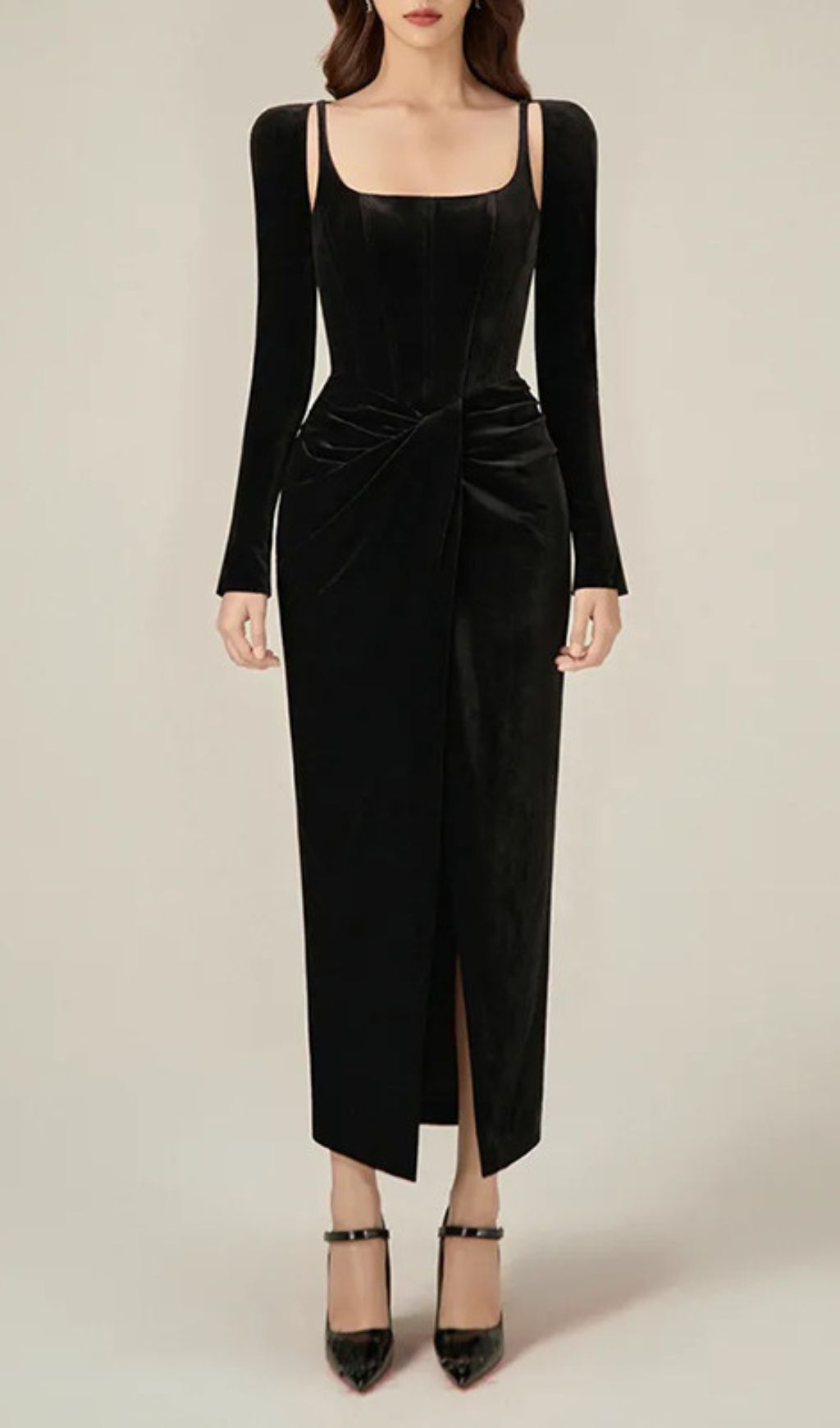 Grisel Timeless Allure Red Velvet Corset Midi Dress