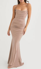 Almond Jersey Corset Maxi Dress