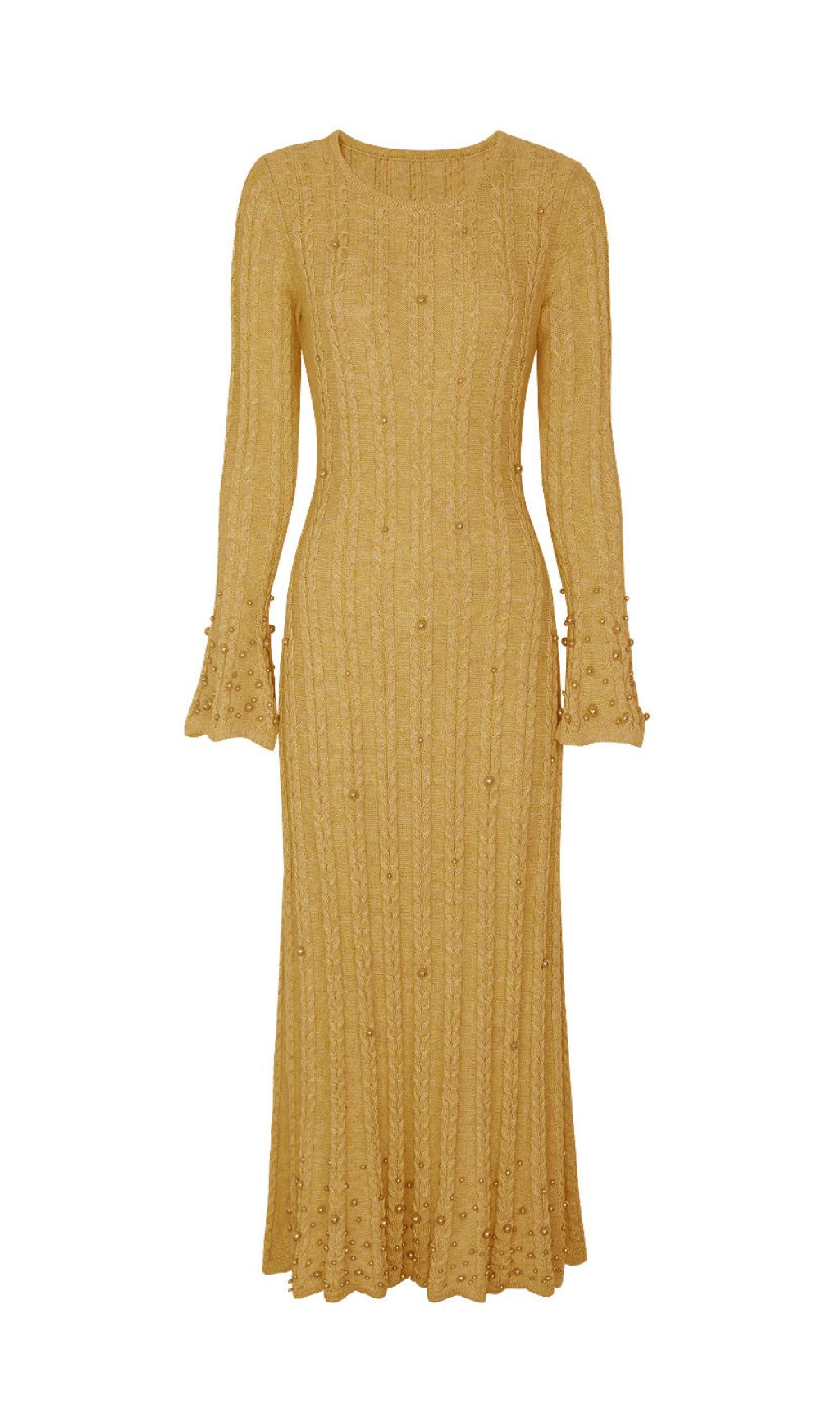 Jace Pearl Embellished Cable Knit Midi Dress