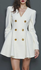 Ilene White Double-Breasted Blazer Mini Dress