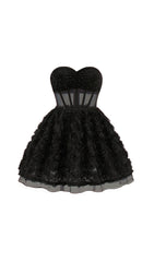Eustacia Black Strapless Corset Mini Dress