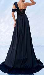 Fusa Black Sequin Corset Maxi Dress