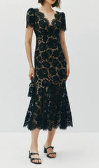 Imelda Black Lace Midi Dress