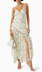 Romantic Floral Ruffle Maxi Dress