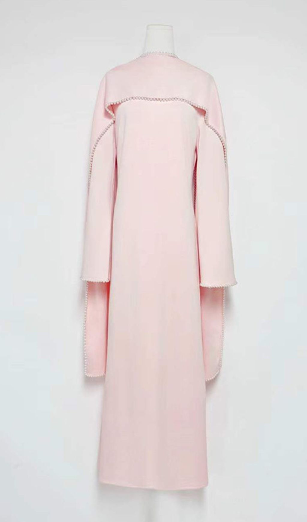 Hidi Pink Pearl Trim Shawl Maxi Dress