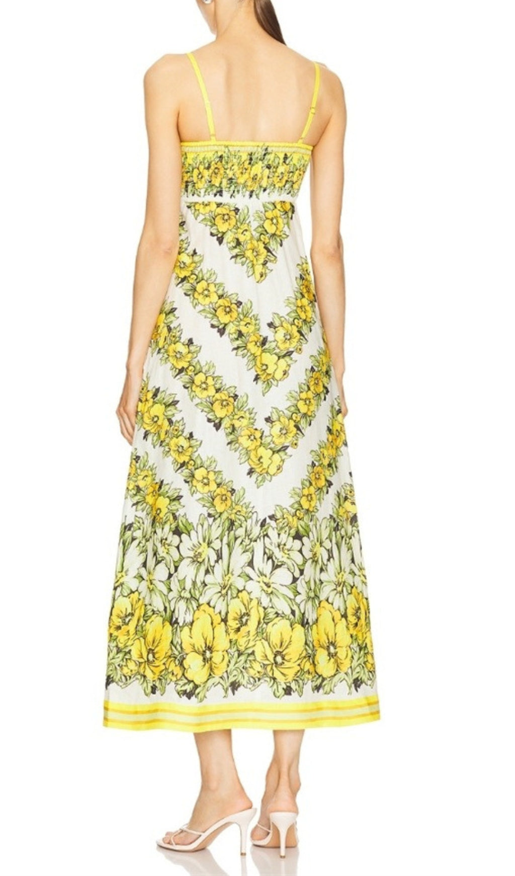 Blaire Chic Yellow Floral Strappy Midi Dress