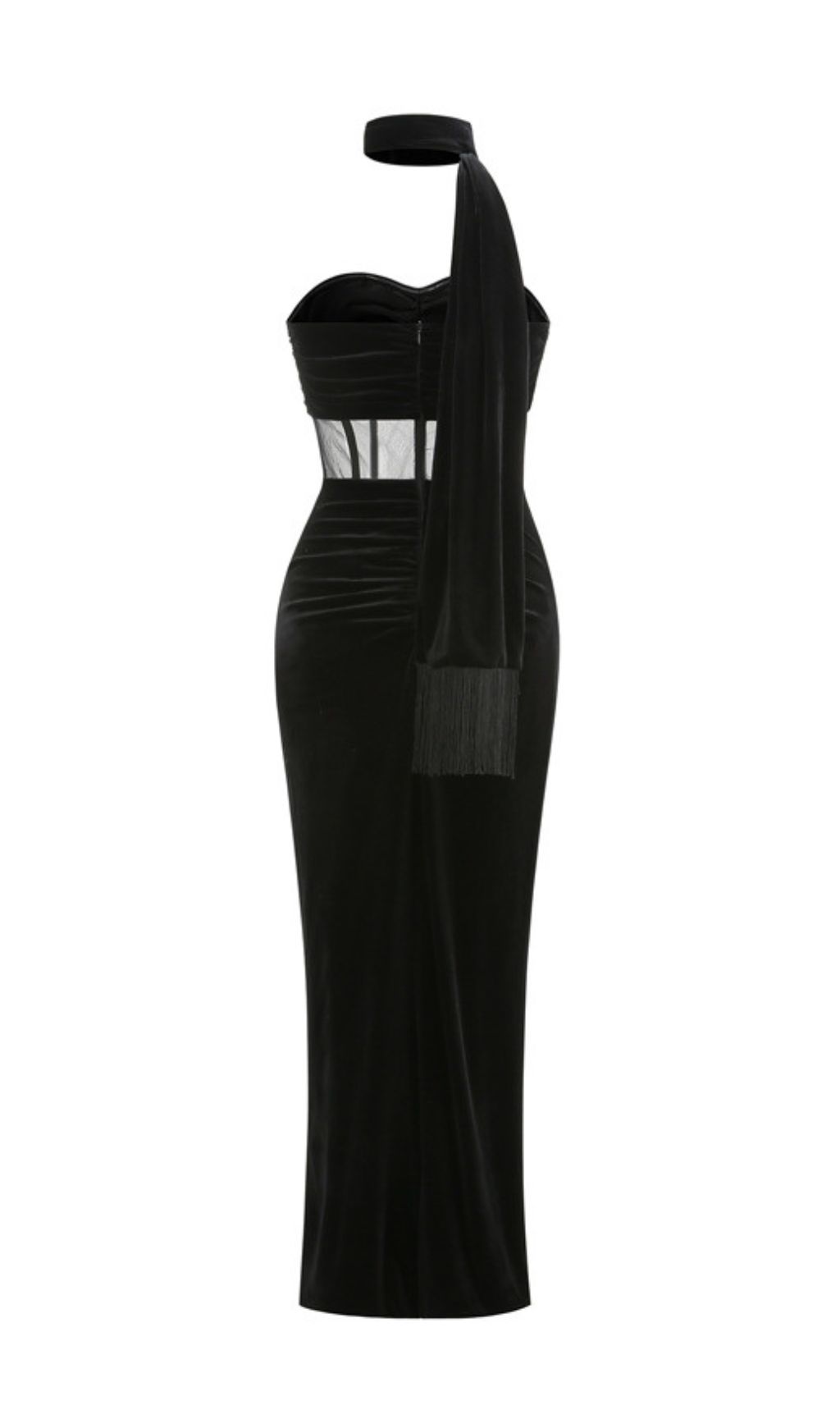 Kahlani Black Velvet Corset Maxi Gown
