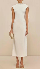 Ida White Backless Midi Dress