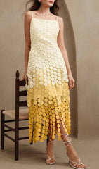 Vibrant Ham Ombre Yellow Layered Circle Midi Dress