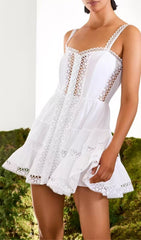 Freida Strappy Eyelet Embroidery Mini Dress