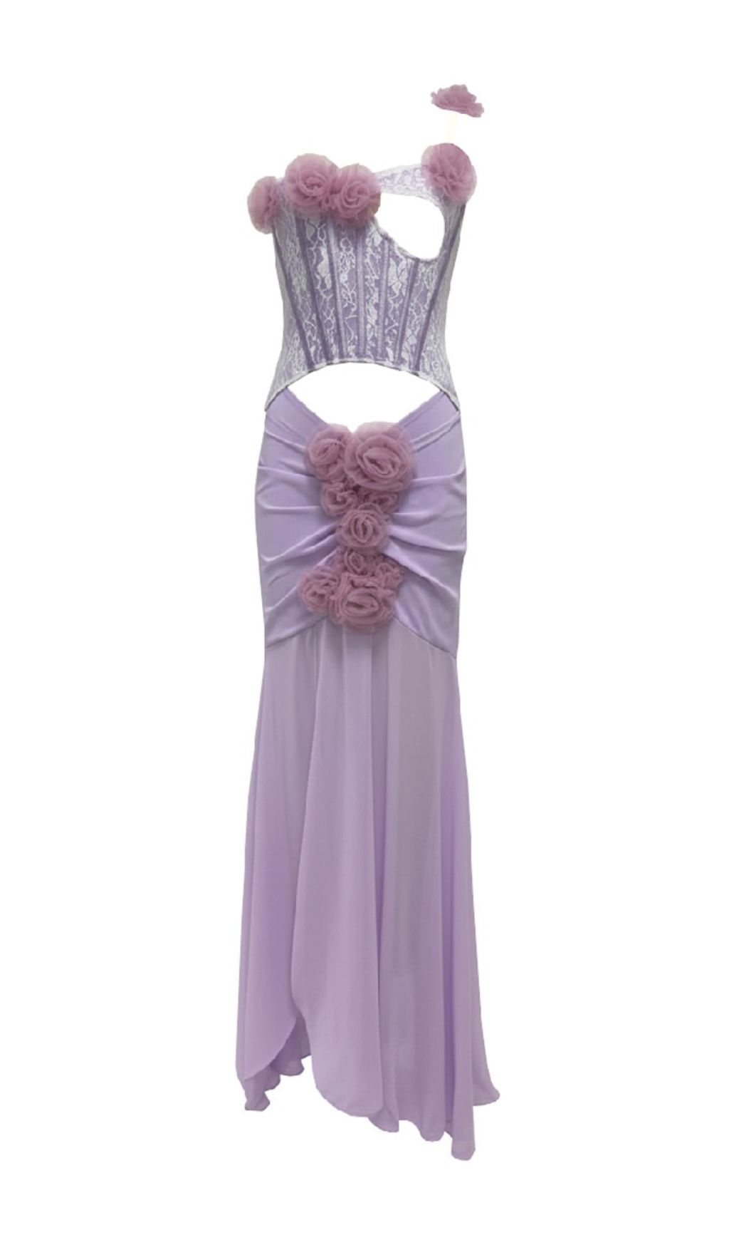 Josephine Chic Purple Floral One-Shoulder Corset Maxi Dress