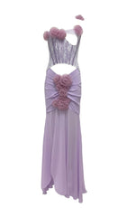 Josephine Chic Purple Floral One-Shoulder Corset Maxi Dress
