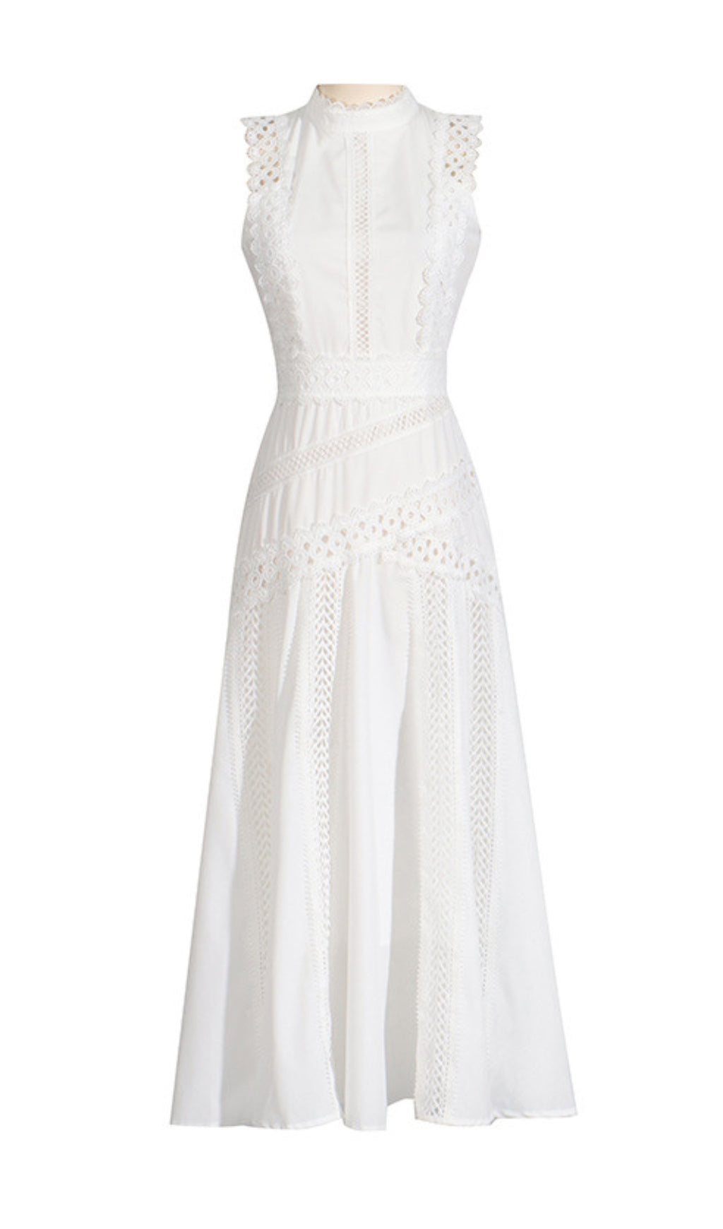 Darlene Periwinkle Lace & Eyelet Sleeveless Midi Dress