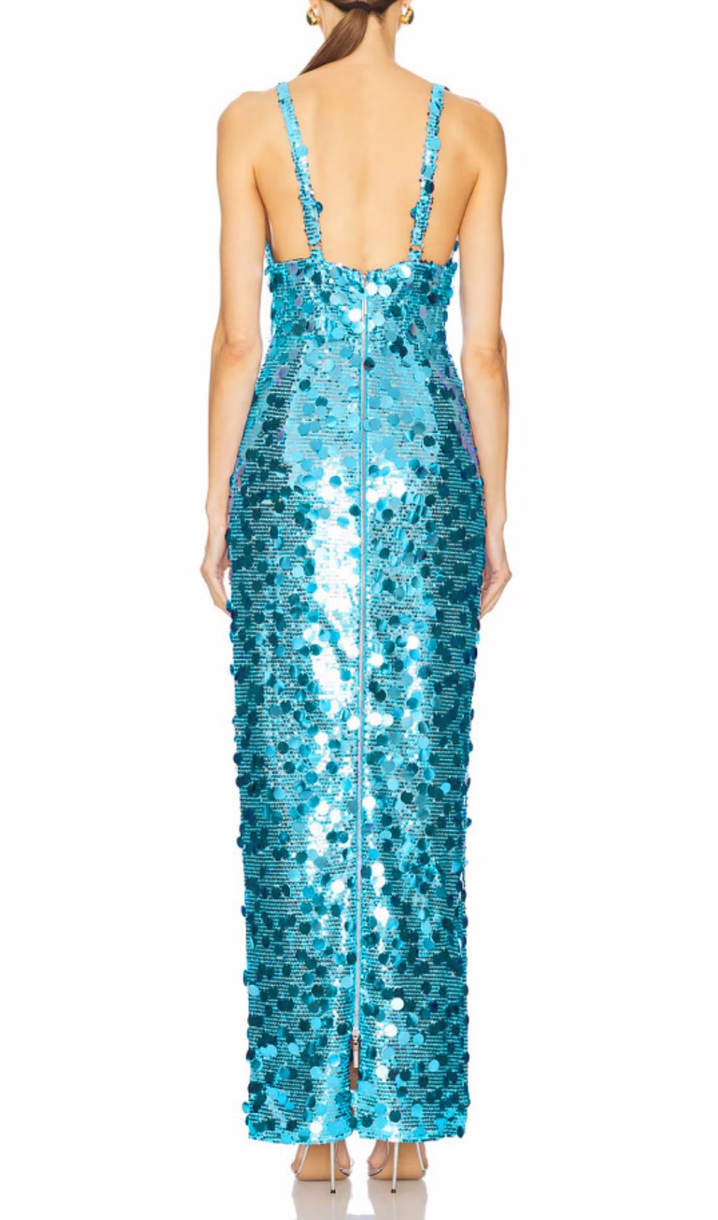 Hannah Dazzling Blue Sequin V-Neck Maxi Dress