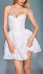 Chic Bryndis White Floral Corset Mini Dress