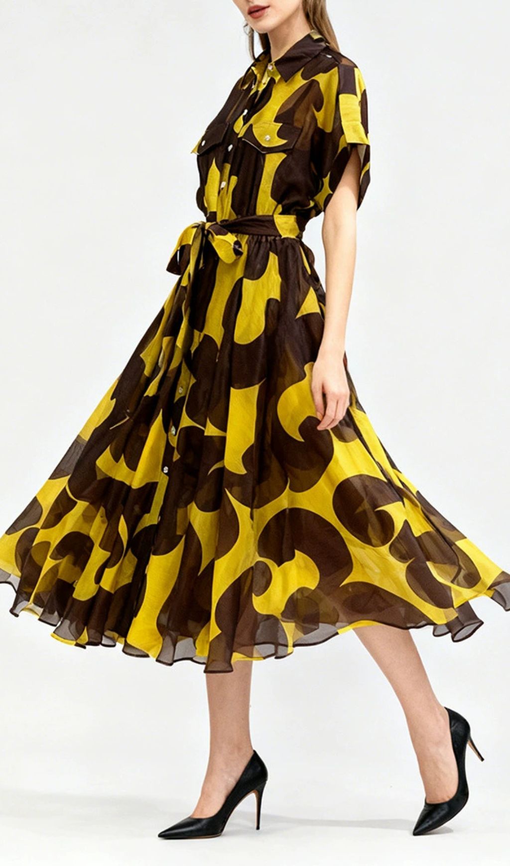 Jeroen Abstract Print Midi Shirt Dress