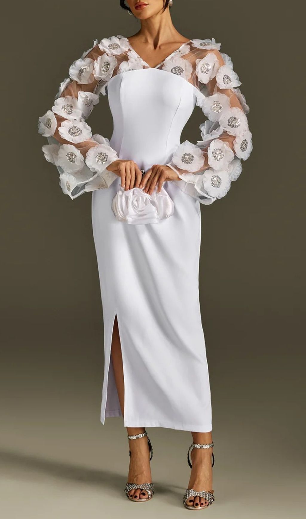 Rosaire Glimmering Floral Sequin Maxi Dress