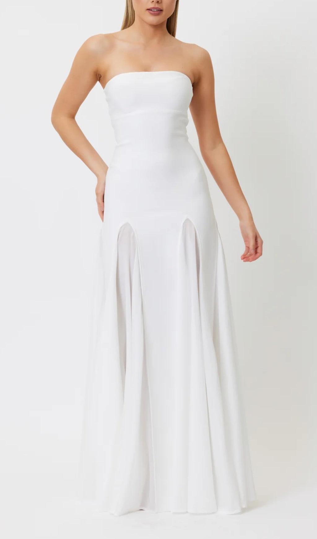 Elegant White Strapless Maxi Dress