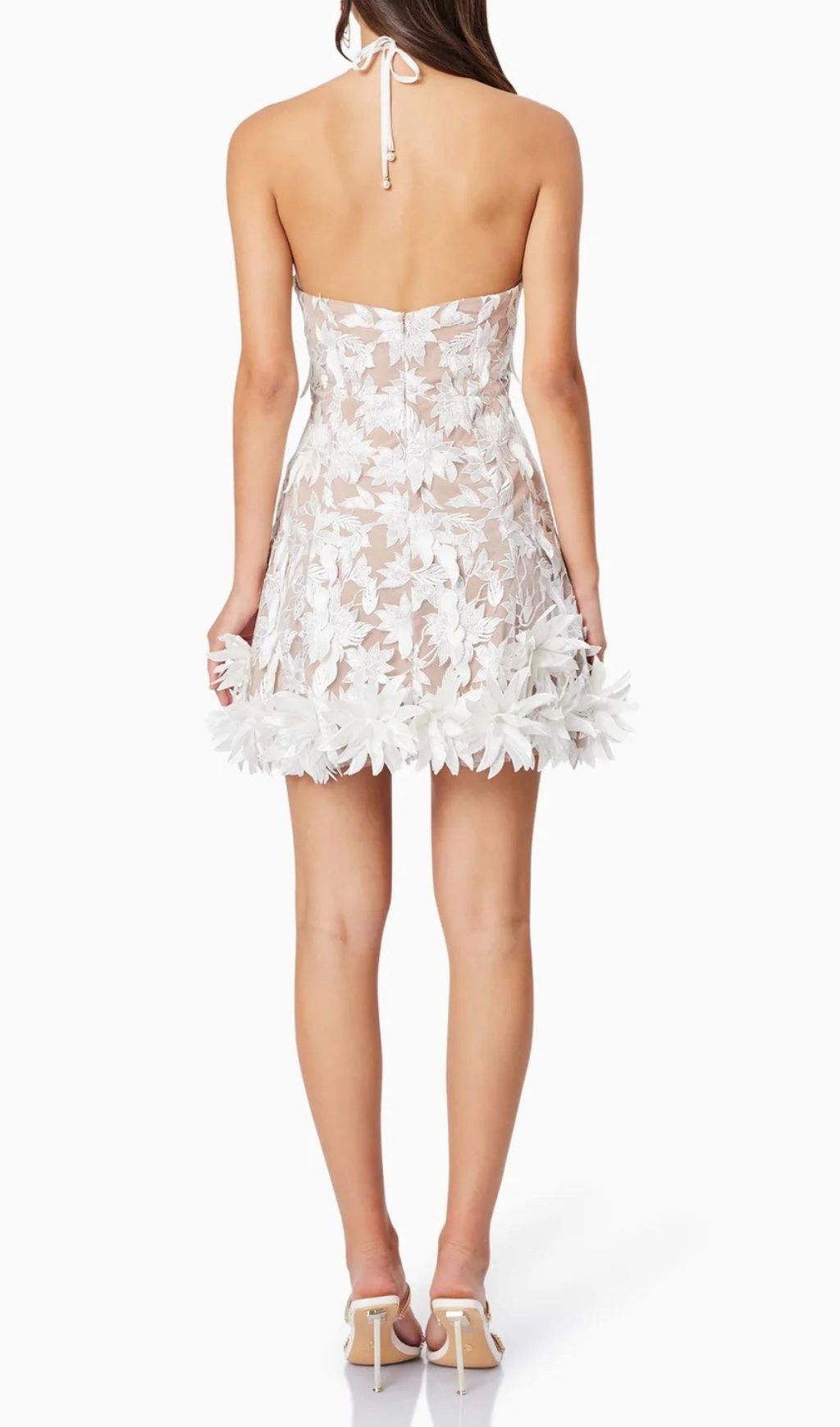 Faunia 3D Floral Halter Mini Dress