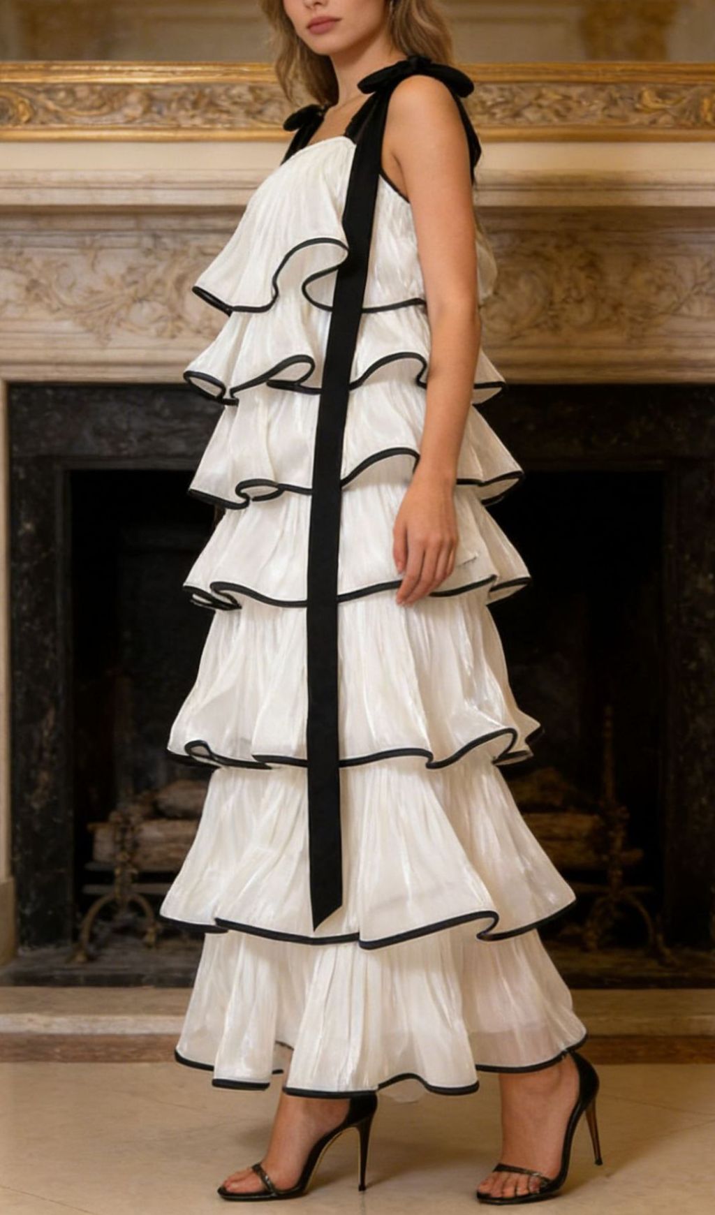 Jenneva Fuchsia Tiered Ruffle Maxi Dress