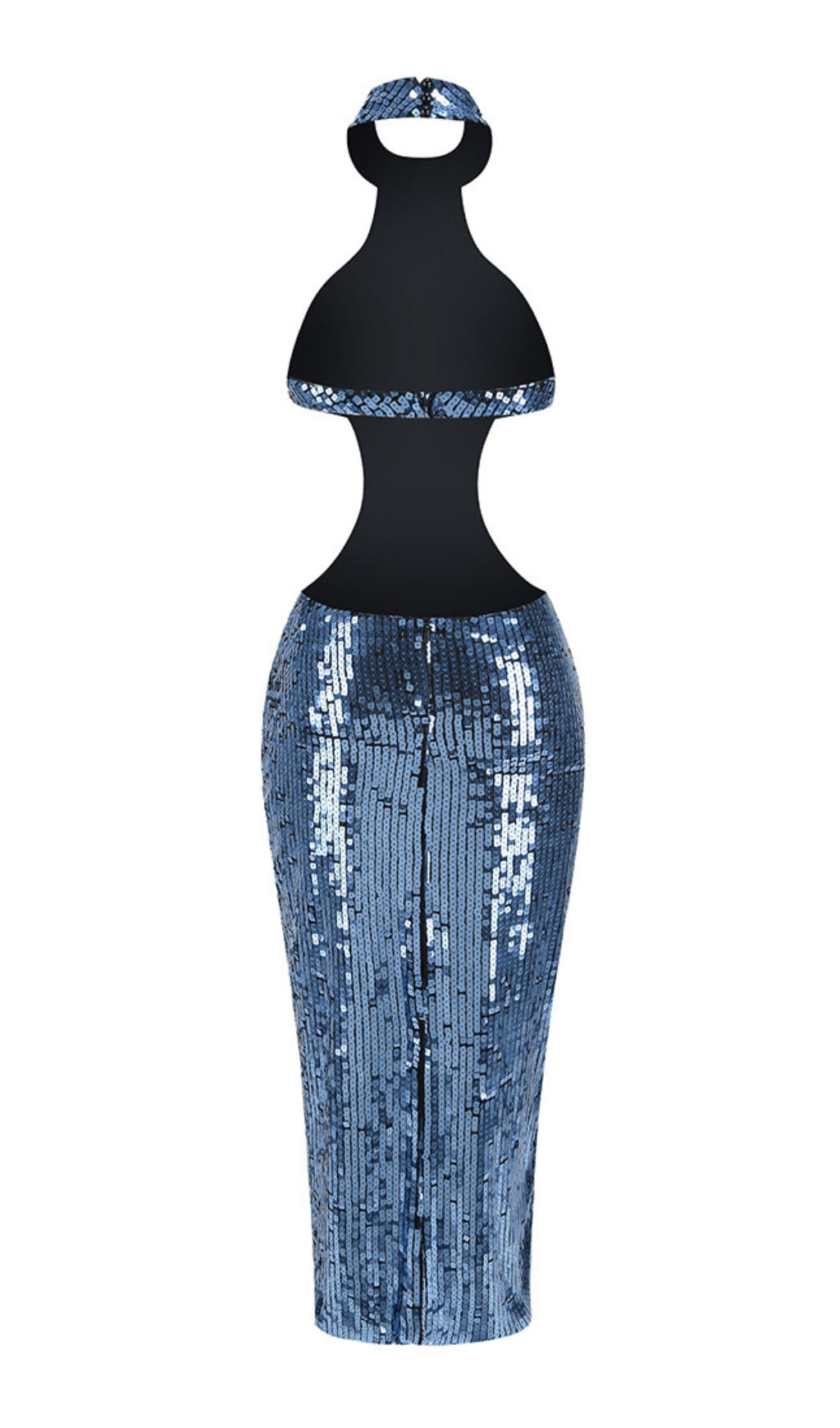 Barny Blue Halter Sequin Maxi Dress