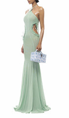 Carina Halter Butterfly Mermaid Maxi Dress