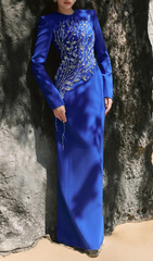 Gaiana Dazzling Crystal Long Sleeve Maxi Gown