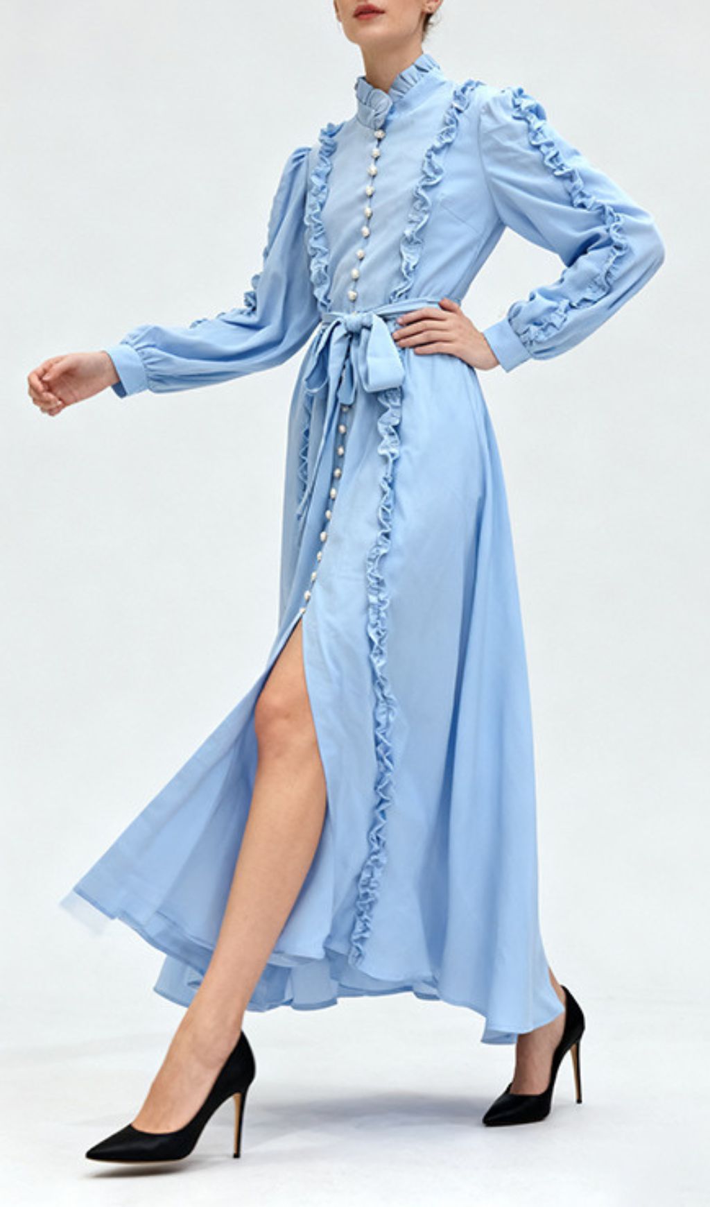 Iria Blue Ruffled Maxi Dress