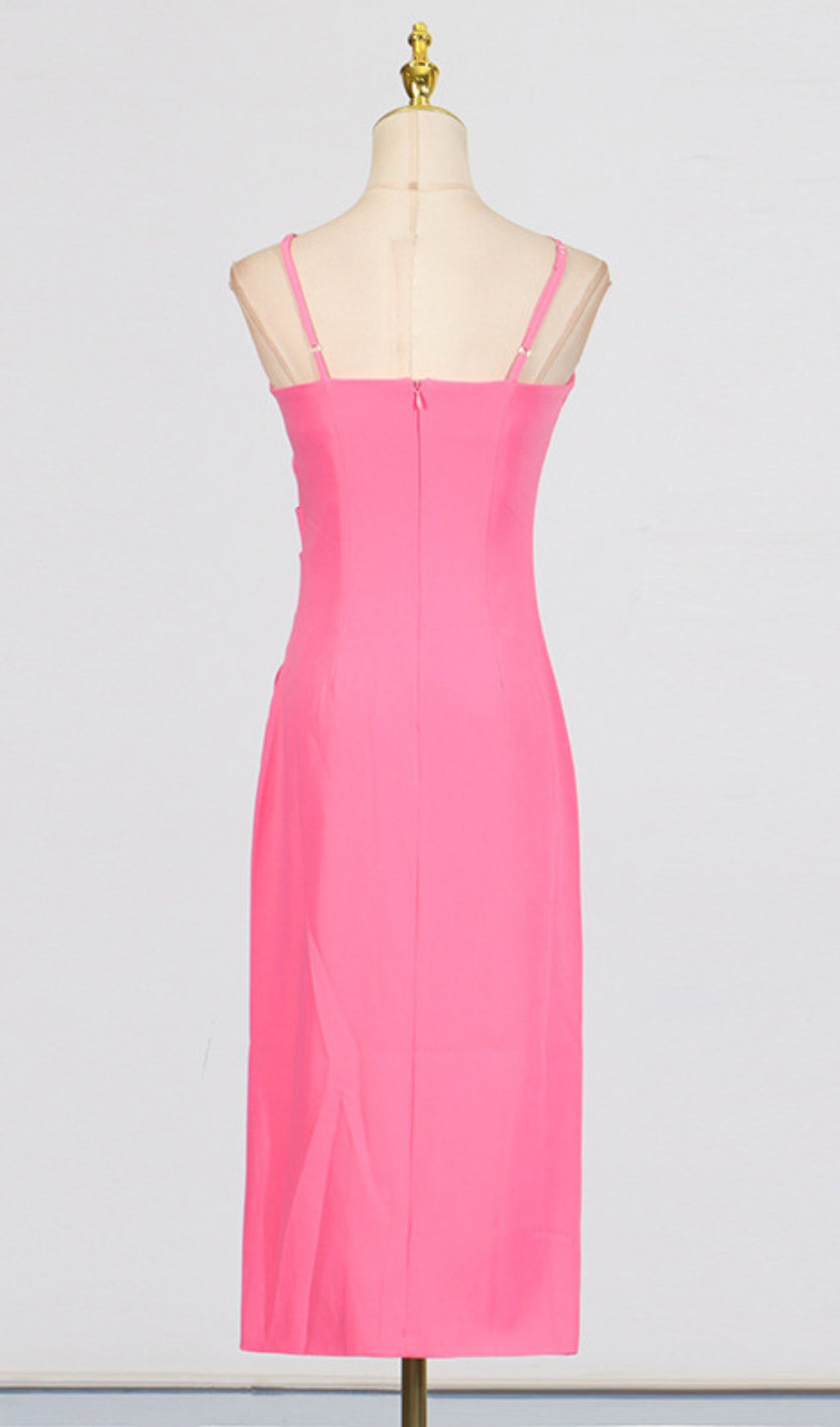 Darva Hot Pink 3D Floral Halter Midi Dress