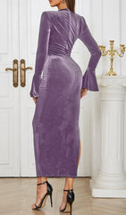 Annelise Purple Velvet Bodycon Maxi Dress