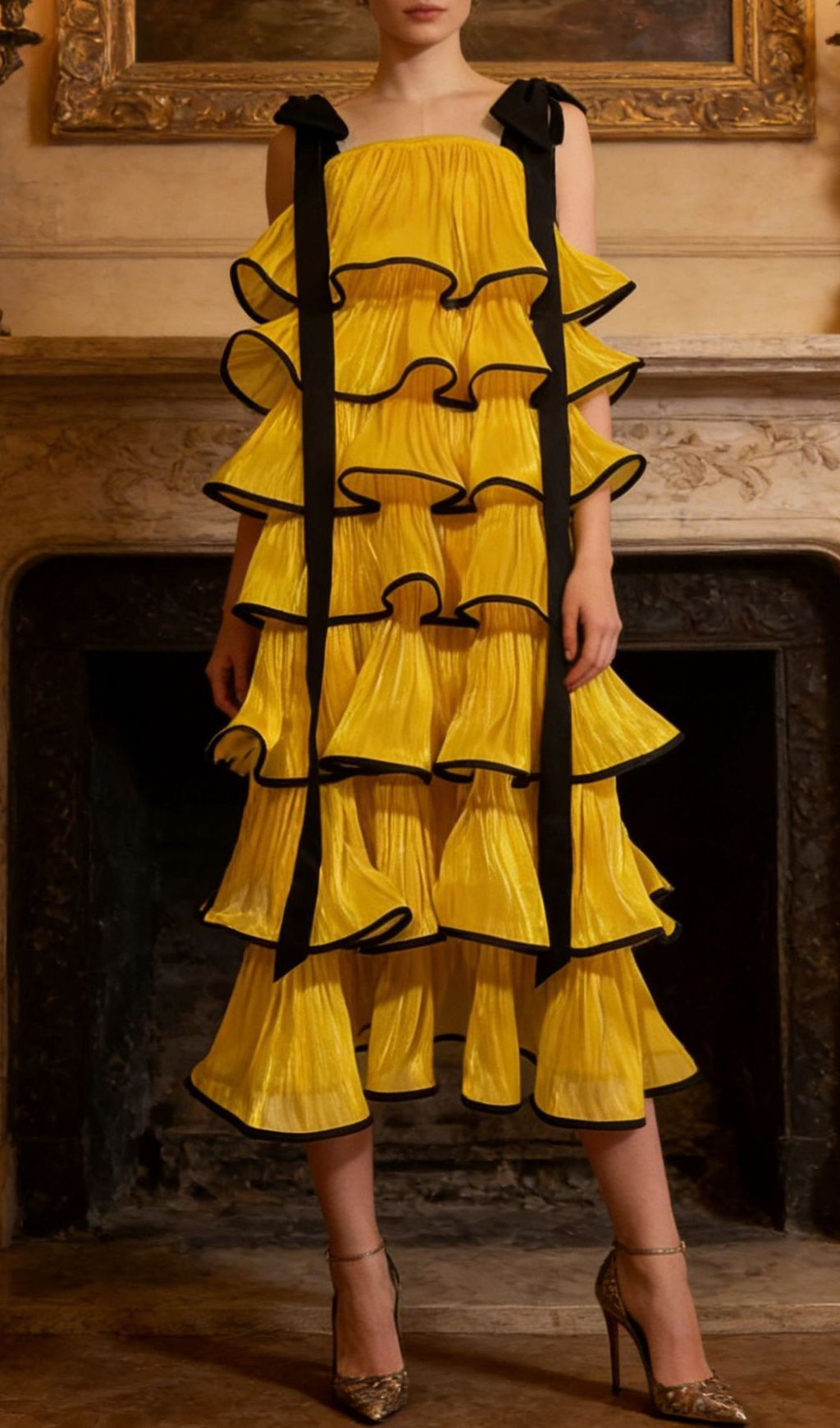 Jenneva Fuchsia Tiered Ruffle Maxi Dress