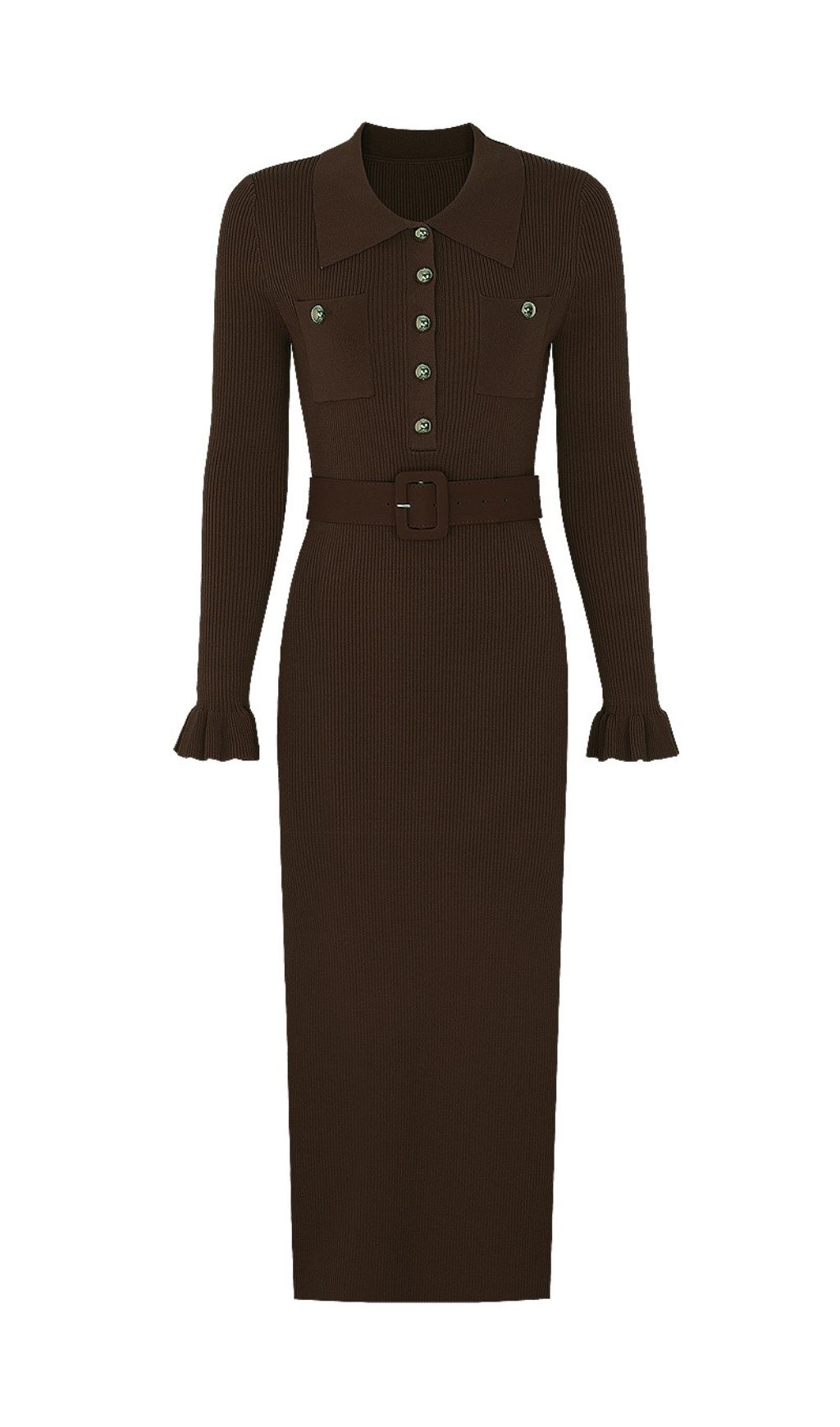 Jacek Elegant Ribbed Knit Midi Dress