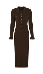Jacek Elegant Ribbed Knit Midi Dress