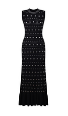 Hedia Black Studded Knit Midi Dress
