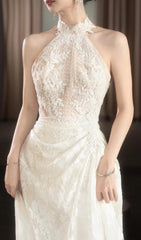 Dayanara Elegant Halter Neck White Lace Wedding Dress