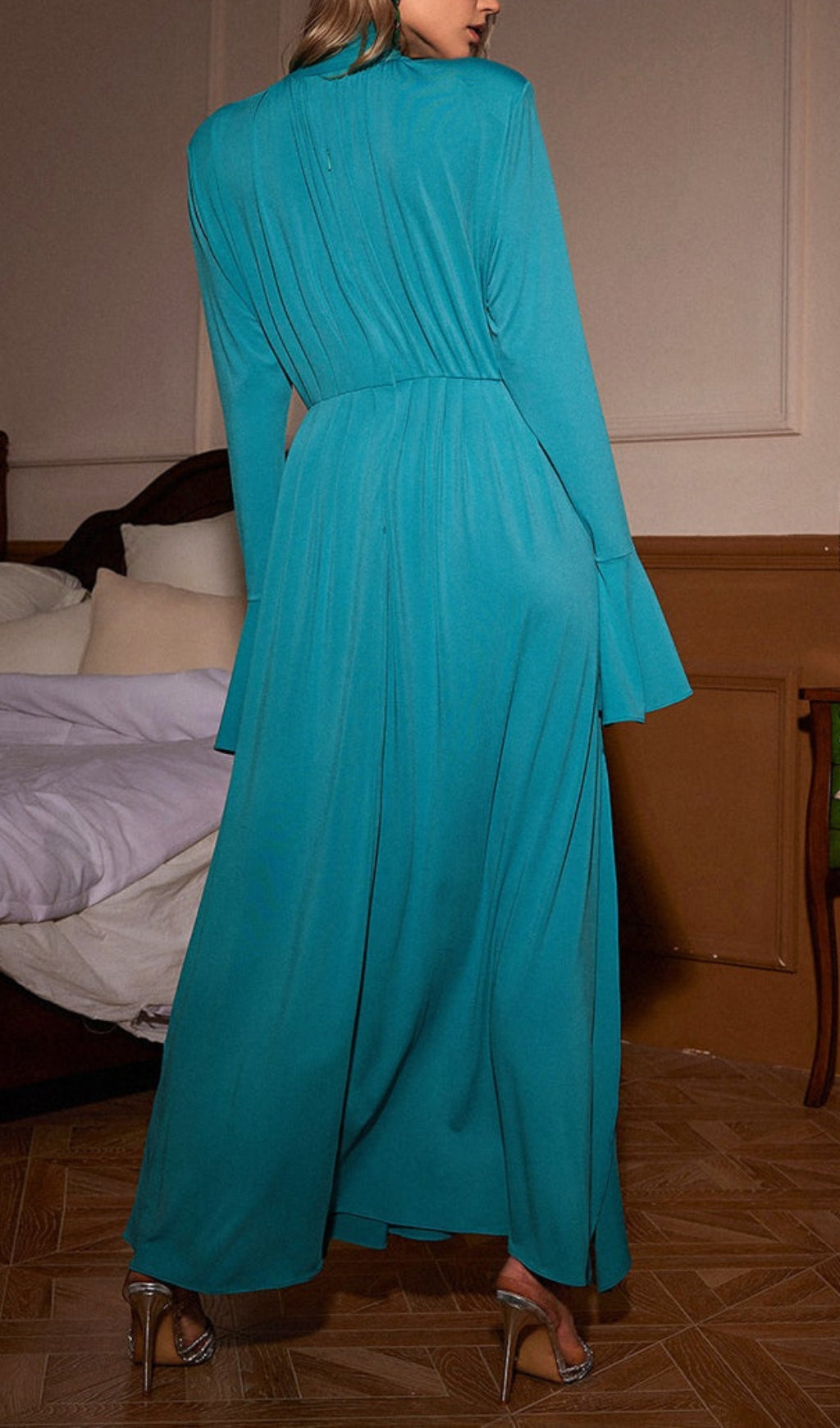 Aiko Teal Floral Maxi Dress