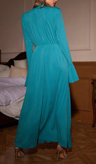 Aiko Teal Floral Maxi Dress