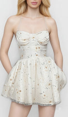 Ewelina Shimmering Floral Halter Mini Dress