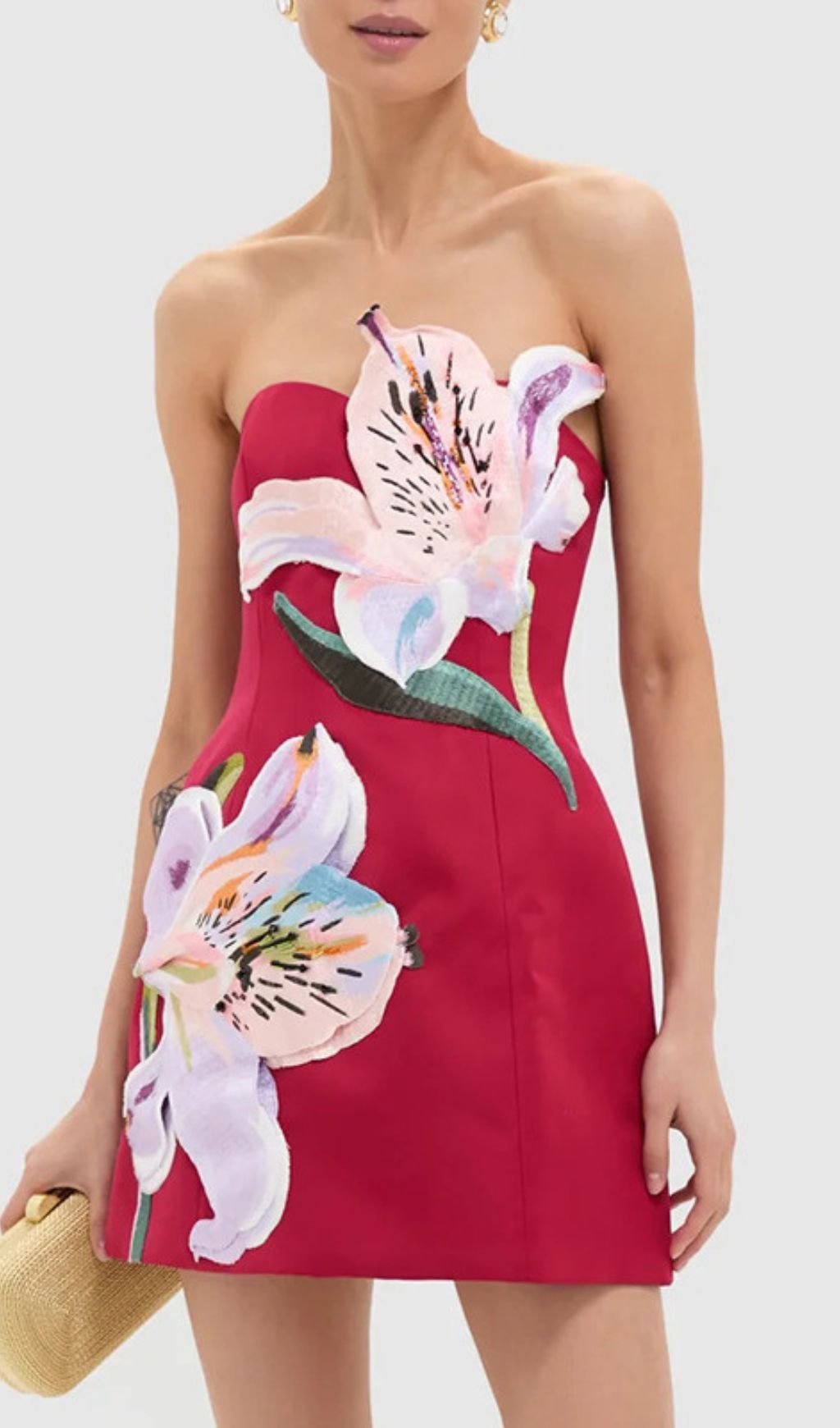 Vibrant Huy Rose Red Strapless Mini Dress