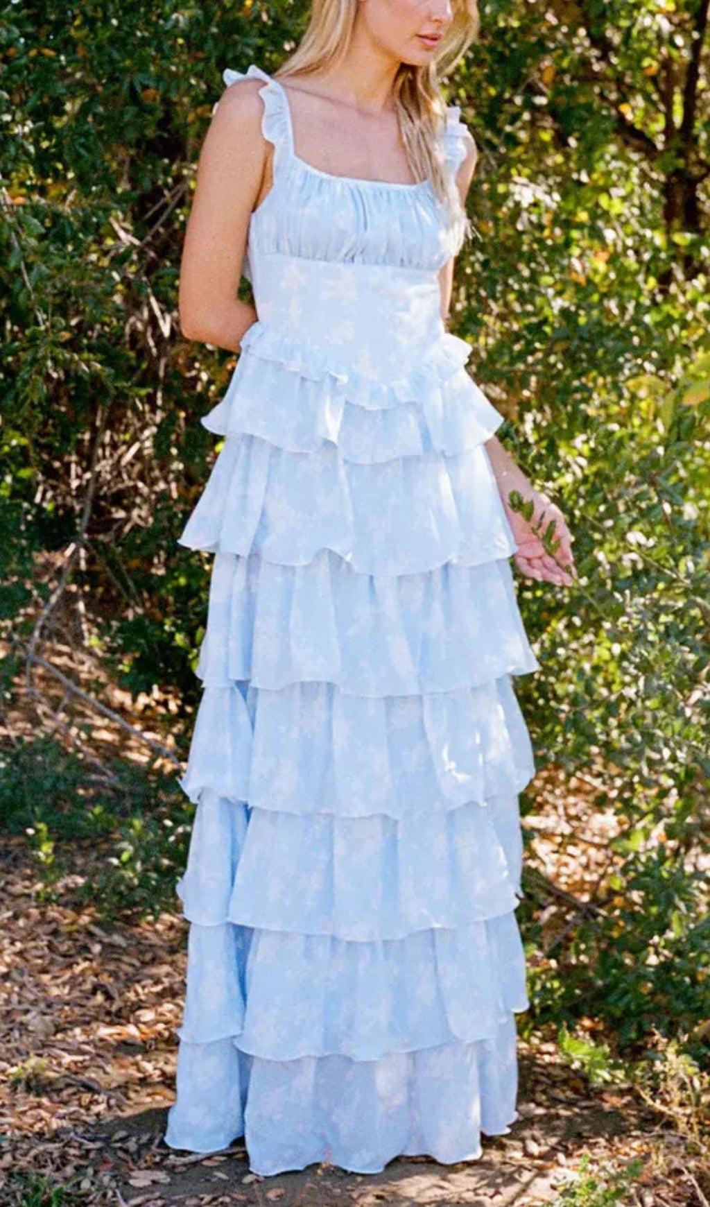 Eulalia Dreamy Blue Tiered Ruffle Maxi Dress