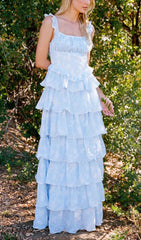 Eulalia Dreamy Blue Tiered Ruffle Maxi Dress