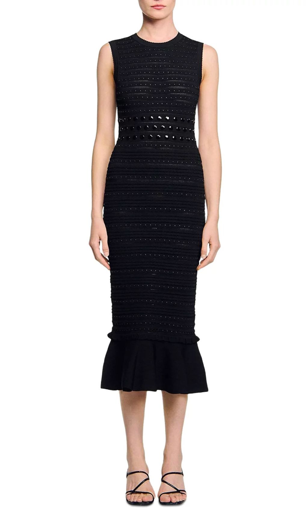 Chic Studded Knit Midi Dress