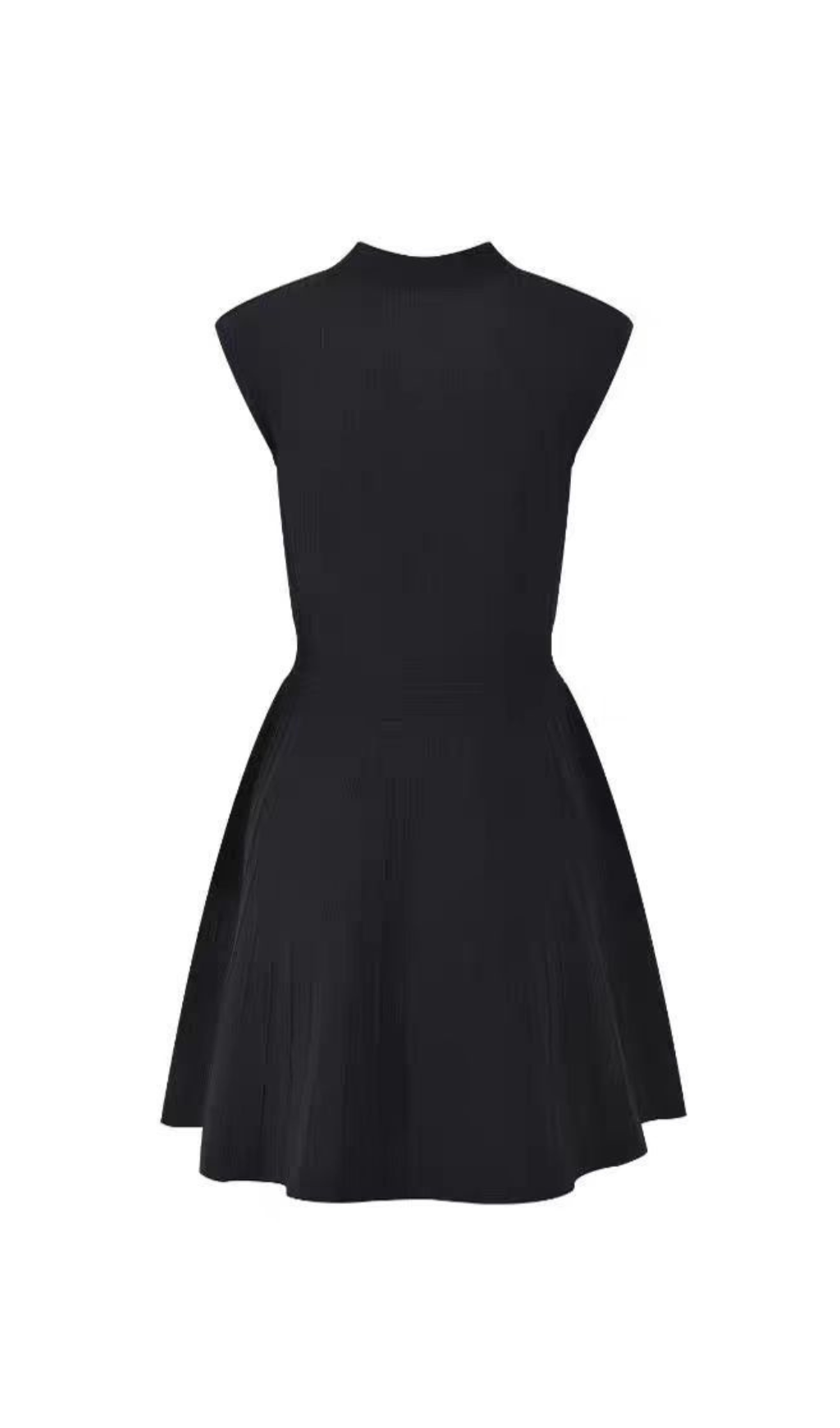 Helen Chic Ribbed Knit Sleeveless Mini Dress with Gold Buttons