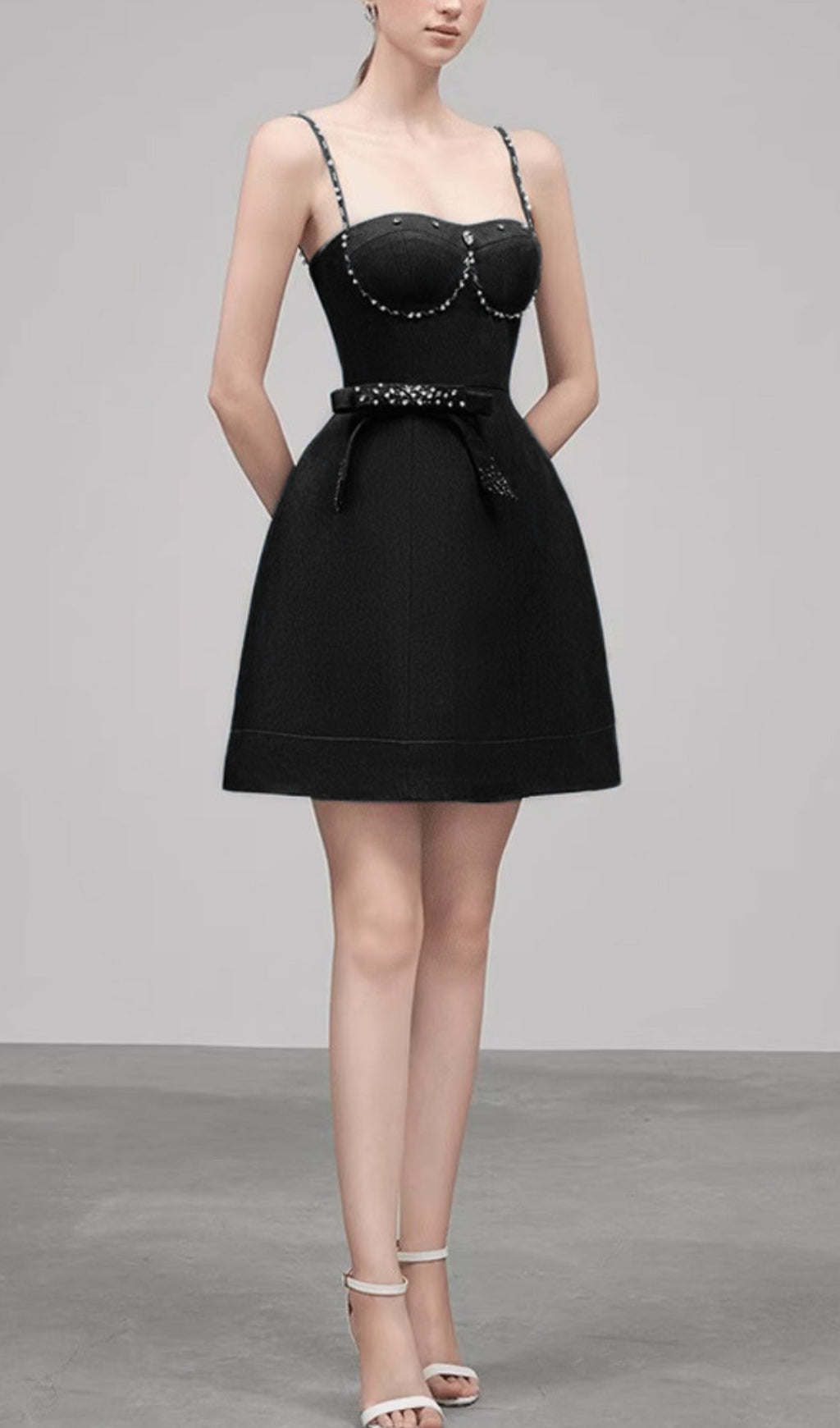 Carmi Black Embellished Mini Dress
