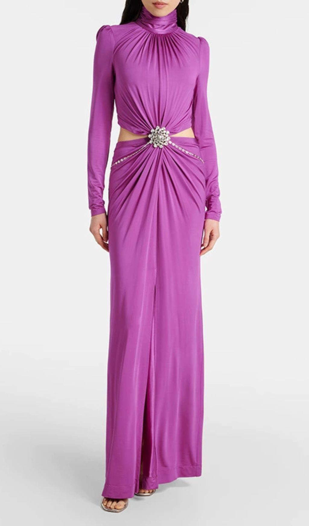 Jovita Glamorous Purple Ruched Cutout Maxi Gown