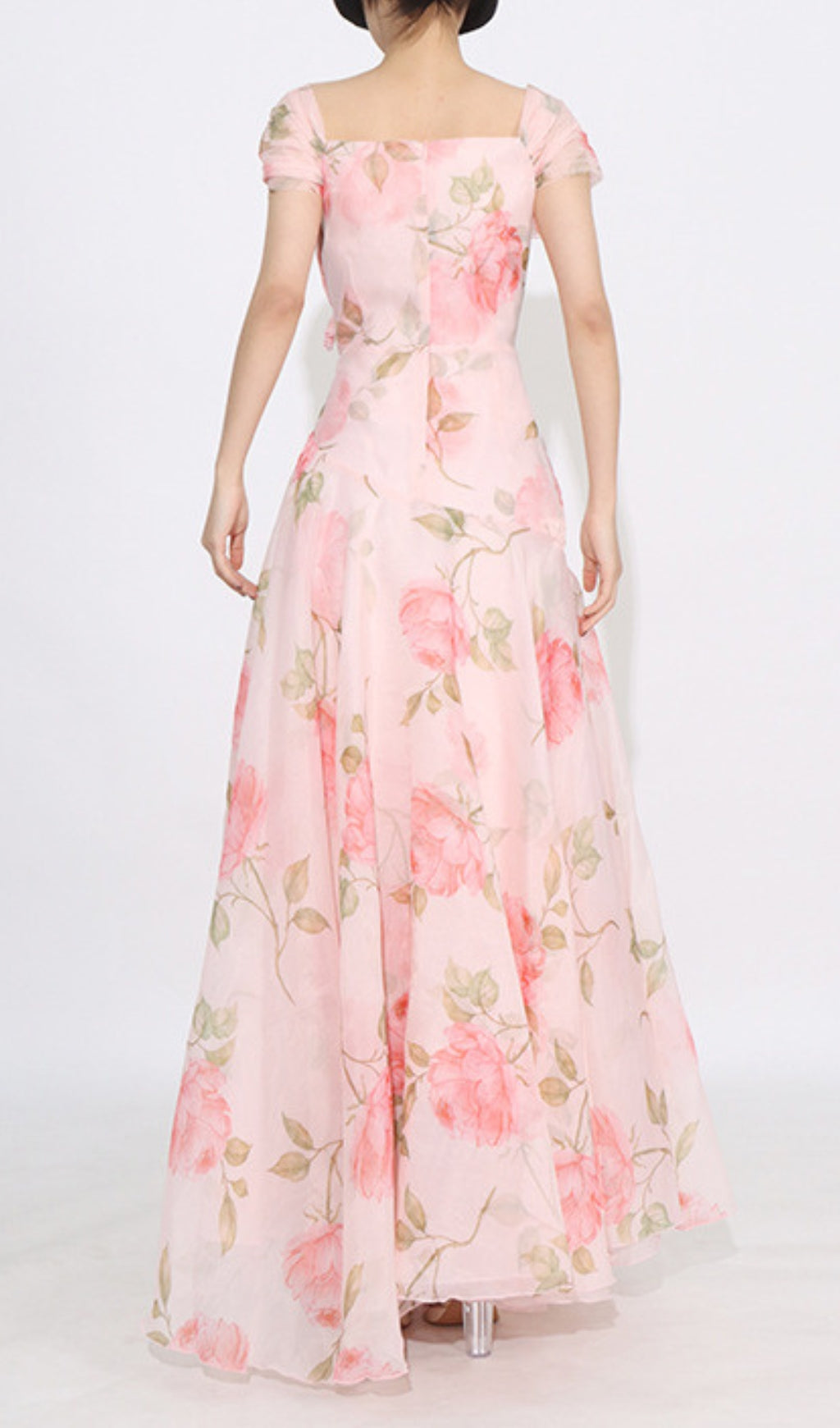 Dyllis Romantic Pink Rose Floral Maxi Dress